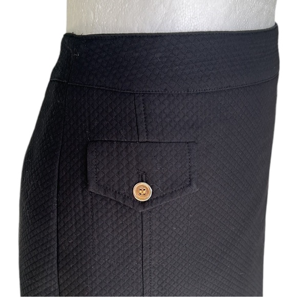 J. McLaughlin Black Textured Cotton Blend Gold Button Pocket Skirt - 10 - Picture 6 of 12